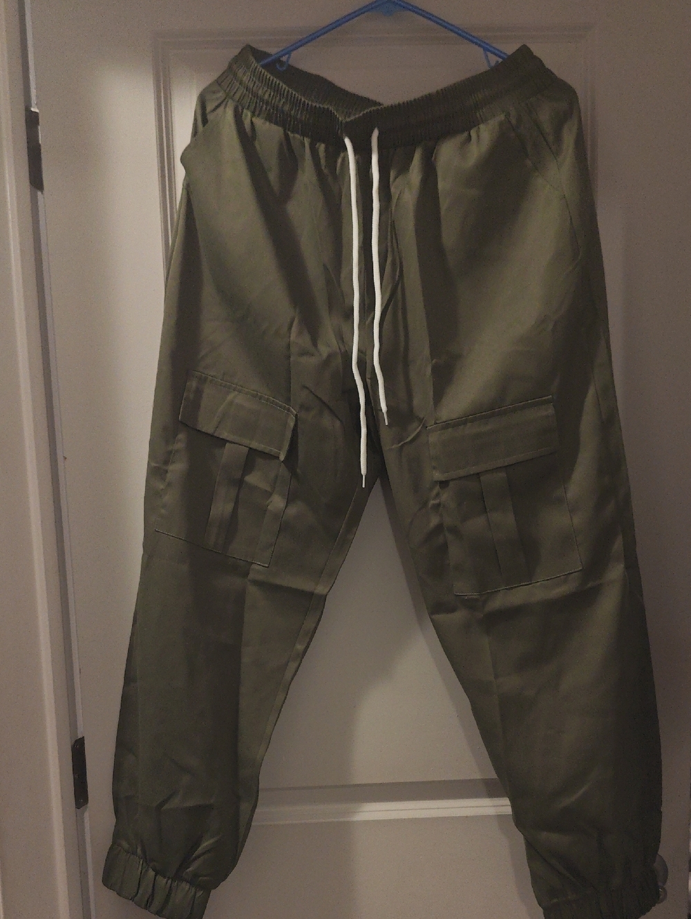 Olive Cargo Jogger Pants with Drawstring Waist